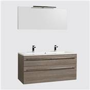 Ensemble meuble sous-vasque 120cm + plan vasque + miroir MAIA / Chêne clair grisé