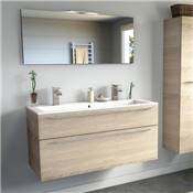 Ensemble meuble sous-vasque 120cm + plan vasque + miroir MAIA / Chêne naturel