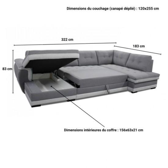 Canapé panoramique MALIBU convertible + coffre