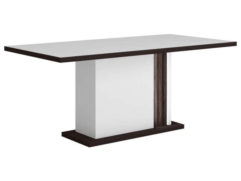 Table extensible AROLLA laque blanc et bois sombre