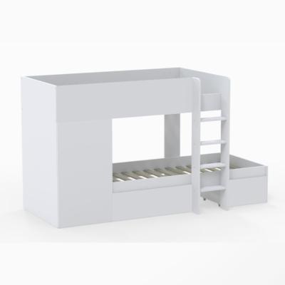 Lit superposé TWIN 90x190 avec armoire et tiroirs + 2 sommiers / Blanc