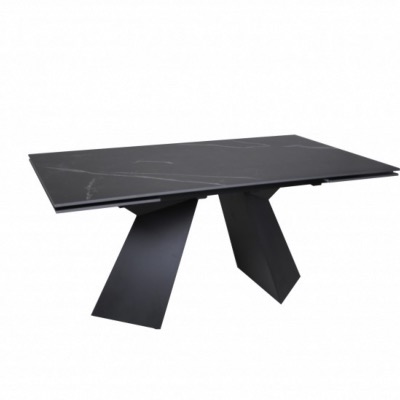 Table céramique extensible OLYMPE 160X90CM + 2 allonges de 40CM / effet marbre noir