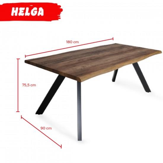 Table à manger HELGA 180X90 /Effet chêne et pieds métal noir