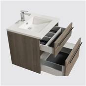 Ensemble meuble sous-vasque 60cm + plan vasque + miroir MAIA / Chêne clair grisé