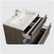Ensemble meuble sous-vasque 90cm + plan vasque + miroir MAIA / Chêne clair grisé