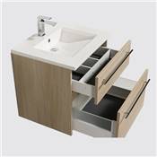 Ensemble meuble sous-vasque 60cm + plan vasque + miroir MAIA / Chêne naturel