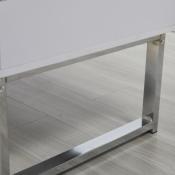 table basse plateau relevable FLOW 110X55CM /Blanc et métal CHROMÉ