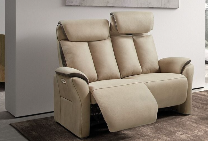 Canapé relaxation électrique en nubuck beige KONDORT - 2 places