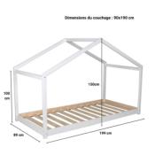 Lit cabane KOALA 90x190 + 1 sommier / Blanc