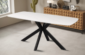 Table ARMSTRONG 180 CM ovale danoise pierre véritable blanc marbré