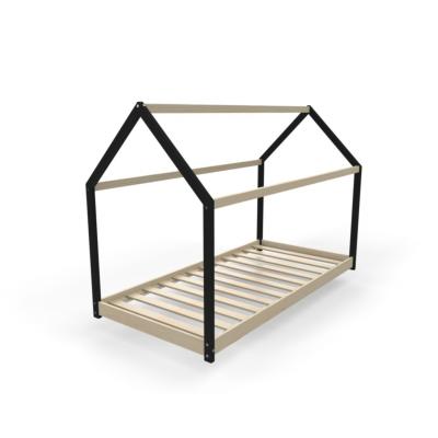 Lit cabane PANDA 90x190 + 1 sommier / Naturel et Noir