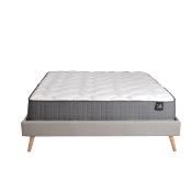 Lit BOREA 140x190 tissu + 1 sommier + 1 matelas CARLTON / Gris Clair