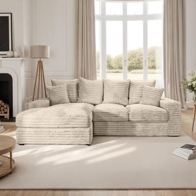 CANAPE D'ANGLE GROS VELOURS UPSO BEIGE