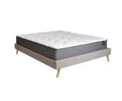 Lit BOREA 160x200 tissu + 1 sommier + 1 matelas CARLTON / Gris Clair