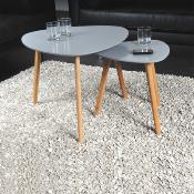 Lot de 2 tables basses gigognes ONYX / Gris