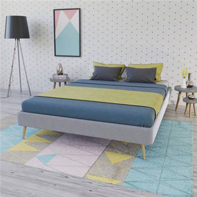 Lit BOREA 140x190 tissu + 1 sommier / Gris Clair