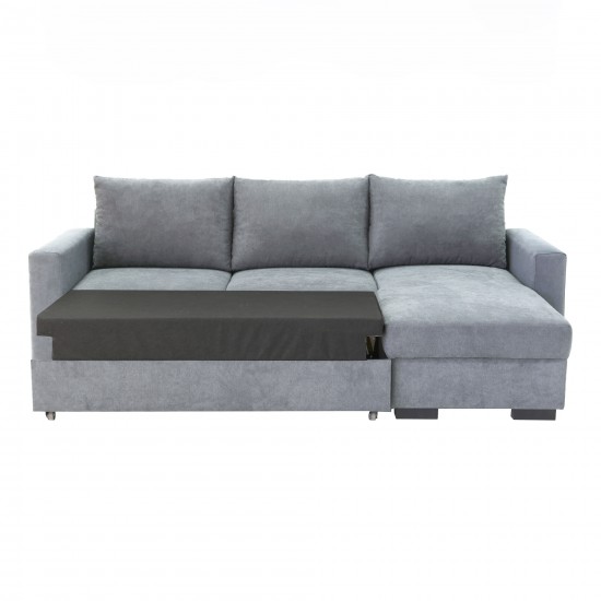 Canapé d'angle HUGUE convertible avec coffre  gris clair