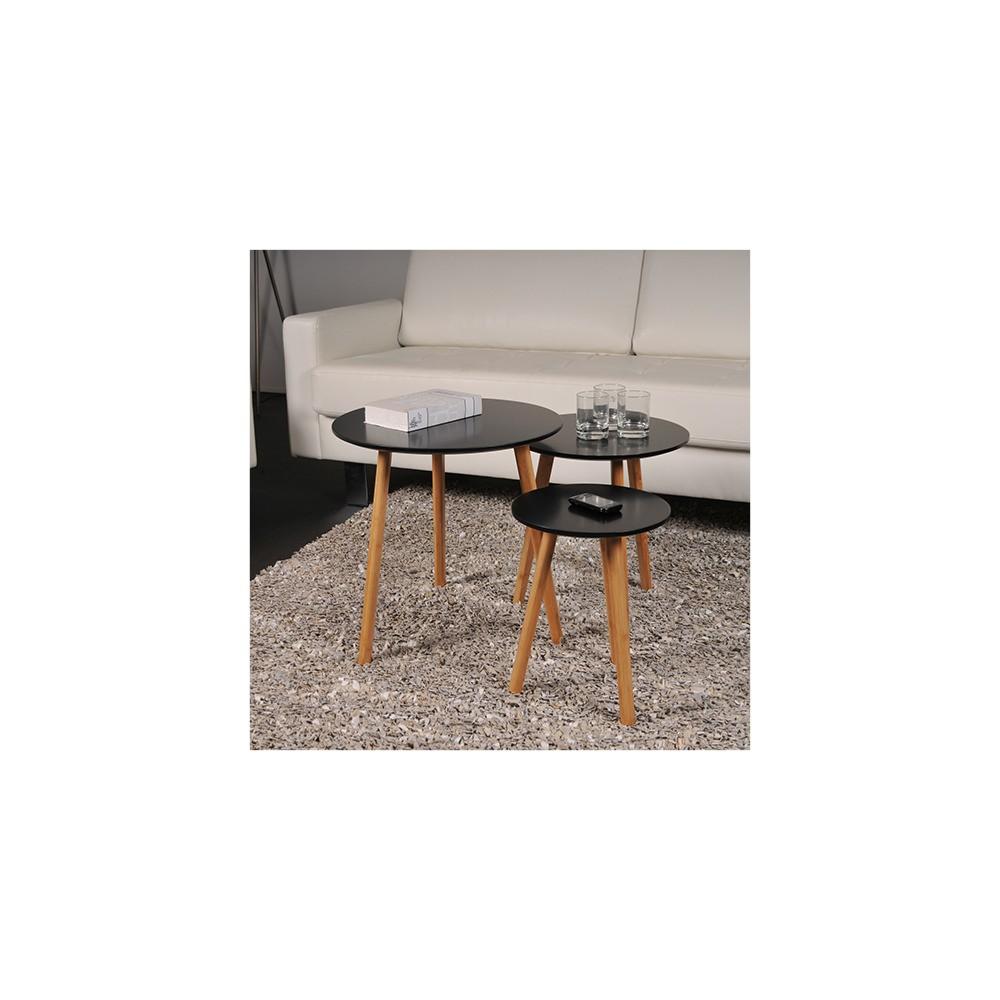 Lot de 3 tables basses gigognes VENUS / Noir