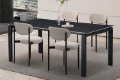 Table CLEO 180 CM rectangulaire pierre véritable noir marbré 