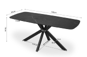 Table ARMSTRONG 180 CM ovale danoise pierre véritable noir marbré