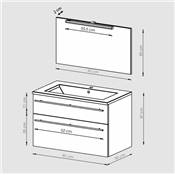 Ensemble meuble sous-vasque 90cm + plan vasque + miroir MAIA / Chêne clair grisé