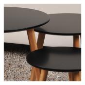 Lot de 3 tables basses gigognes VENUS / Noir