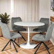 Table tulipe plateau pierre blanche ISA