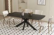 Table ARMSTRONG 180 CM ovale danoise pierre véritable noir marbré