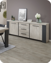 Bahut moderne 230 cm chêne/gris ZEUS