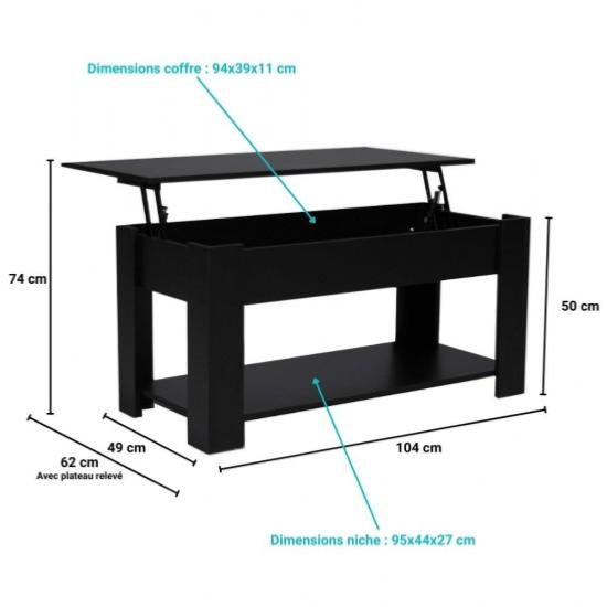 Table basse UTAH 100x50cm / Noir