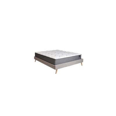 Lit BOREA 140x190 tissu + 1 sommier + 1 matelas CARLTON / Gris Clair