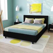 Lit ATLANTA 140x190 + 1 sommier + 1 matelas CARLTON / Noir