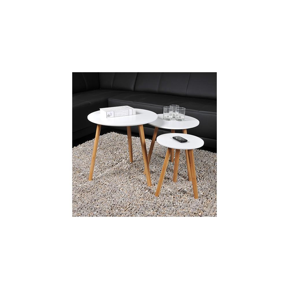 Lot de 3 tables basses gigognes VENUS / Blanc