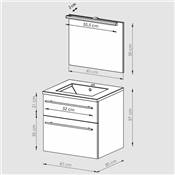 Ensemble meuble sous-vasque 60cm + plan vasque + miroir MAIA / Chêne fumé