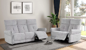 CANAPE 2 PLACES RELAX KATE GRIS CLAIR / DETAIL CUIR 