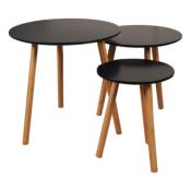 Lot de 3 tables basses gigognes VENUS / Noir