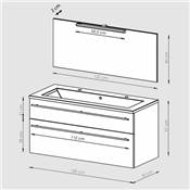 Ensemble meuble sous-vasque 120cm + plan vasque + miroir MAIA / Chêne fumé