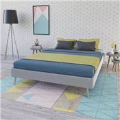 Lit BOREA 140x190 tissu + 1 sommier / Gris Clair