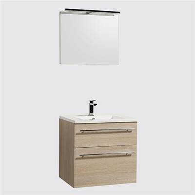 Ensemble meuble sous-vasque 60cm + plan vasque + miroir MAIA / Chêne naturel