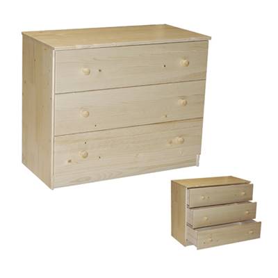 Commode PORTO 3 tiroirs / Vernis Naturel