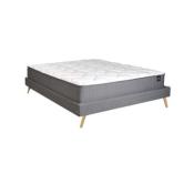 Lit BOREA 140x190 tissu + 1 sommier + 1 matelas CARLTON / Gris Foncé